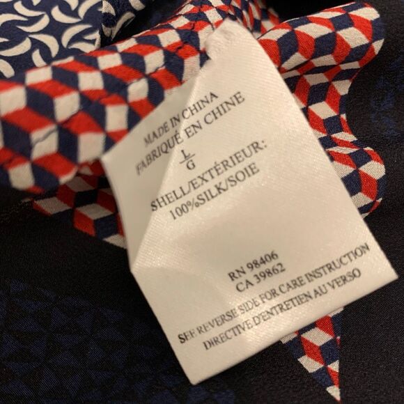 Theory sz L 100% silk geometric abstract top blouse - Picture 4 of 8